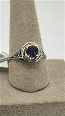 Amethyst Lady's Stone Ring 18K White Gold 2.17g Size:6.5